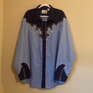 Roper Vintage Western Shirt Long Sleeve Blue Size 3X